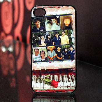 手機殼轉印-I PHONE 4.4S塑膠硬殼-個性黑(親人篇)